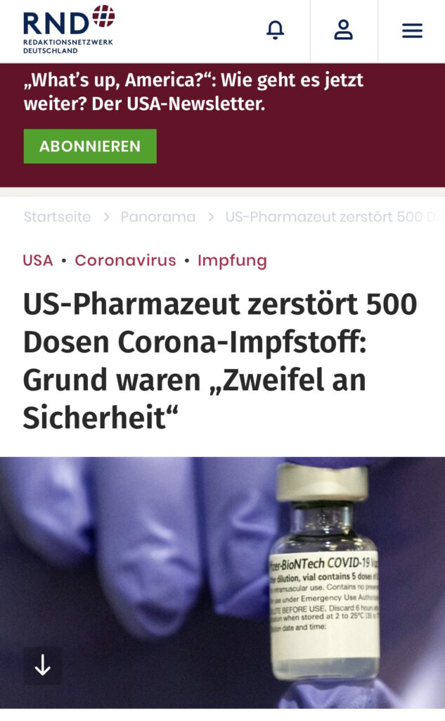 Corona-Impfstoff zerstört